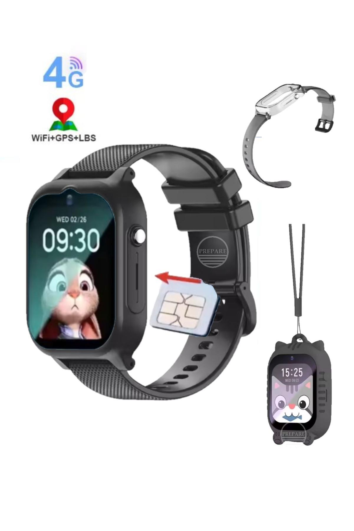 Sim Kartlı Konum Takipli 4G Akıllı Çocuk Saati Acil Arama Görüntülü Görüşme ve Sesli Mesaj Gönderim