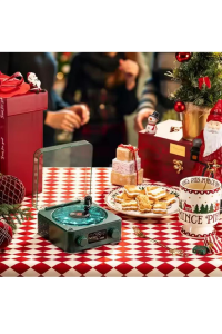 Mini Nostalji Plak Görünüm Dekor Waves Bluetooth Işıklı Müzik Çalar Alarm Saat TF Kart Aux Özellikli Mor