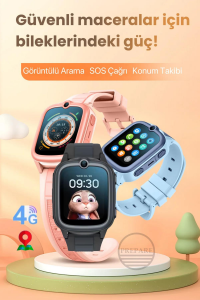 Sim Kartlı 4G Akıllı Çocuk Saati Konum Takipli Acil Arama Görüntülü Görüşme ve Sesli Mesaj Gönderim