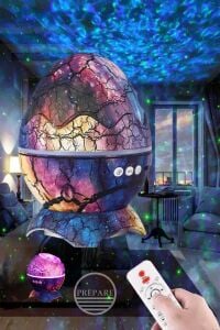 Dinazor Yumurta Galaksi Işık Projektörü Kumandalı Gece Lambalı Yıldızlı Atmosfer Bluetooth Hoparlör