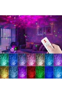 Dinazor Yumurta Galaksi Işık Projektörü Kumandalı Gece Lambalı Yıldızlı Atmosfer Bluetooth Hoparlör