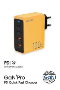 100w GaN3 Pro Masaüstü Süper Hızlı Şarj PD Qualcomm3 Adaptör 2x Type-C 2x UsbA Toplam 4 Port