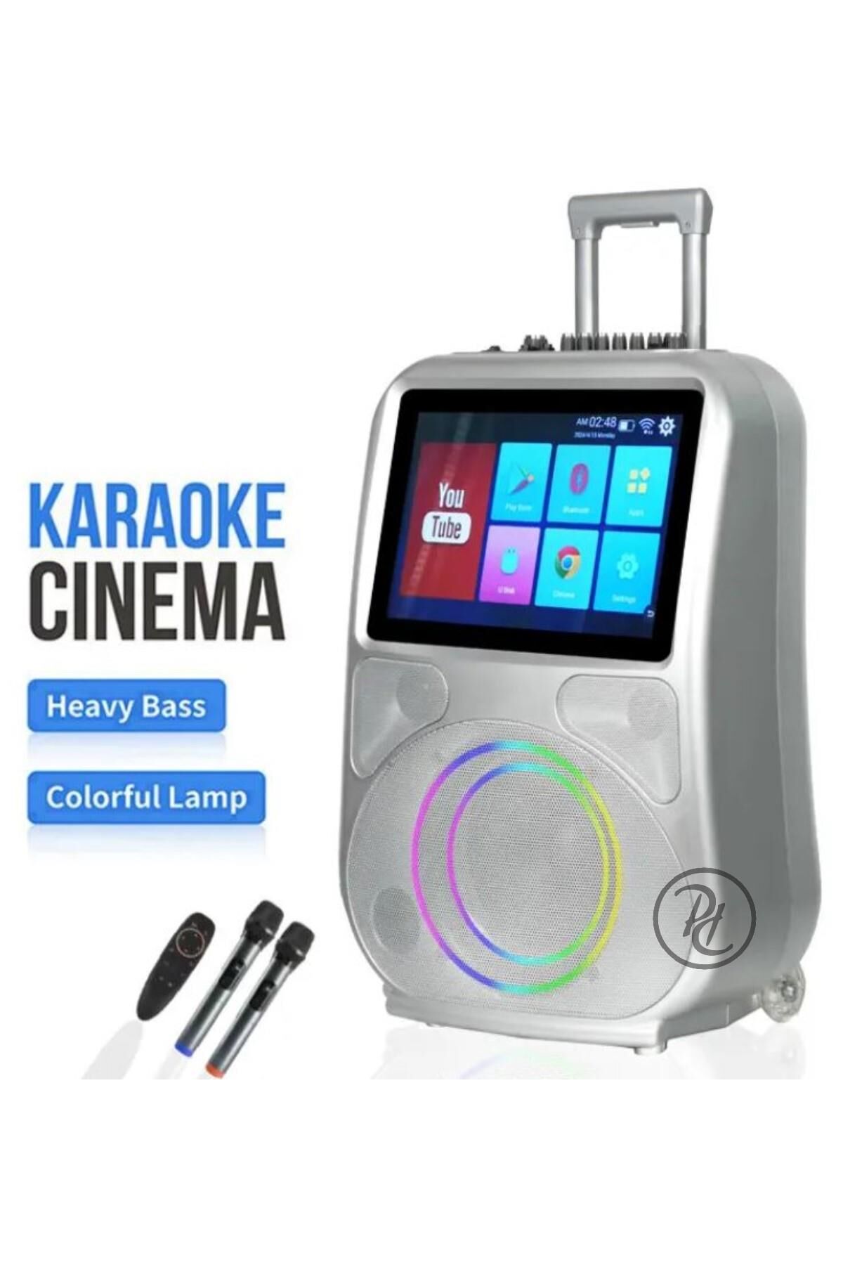 Android Dokunmatik Ekranlı Çift Mikrofon Karaoke Bluetooth Hoparlör Speaker Kumandalı RGB Işık GEDIG