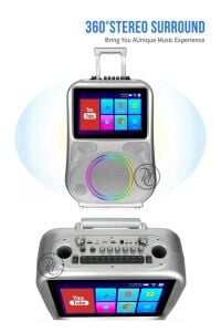 Android Dokunmatik Ekranlı Çift Mikrofon Karaoke Bluetooth Hoparlör Speaker Kumandalı RGB Işık GEDIG