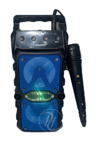 Karaoke Bluetooth Hoparlör Taşınabilir Kablosuz Usb SubWoofer RGB Işık Fm Sd Mikrofonlu Ses Bombası Mavi