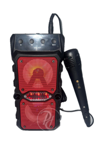 Karaoke Bluetooth Hoparlör Taşınabilir Kablosuz Usb SubWoofer RGB Işık Fm Sd Mikrofonlu Ses Bombası Kırmızı