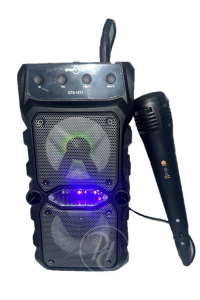 Karaoke Bluetooth Hoparlör Taşınabilir Kablosuz Usb SubWoofer RGB Işık Fm Sd Mikrofonlu Ses Bombası Gri