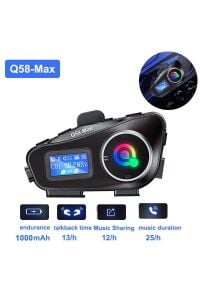 Q58 MAX 500 Mt Intercom 2 Eşleşmeli Kask Kulaklık Su Geçirmez Bluetooth Motosiklet Stereo Mp3 FM Radyo