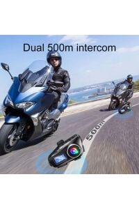500 Mt Intercom 2 Eşleşmeli Kask Kulaklık Su Geçirmez Bluetooth Motosiklet Stereo Mp3 FM Radyo