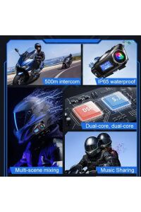 500 Mt Intercom 2 Eşleşmeli Kask Kulaklık Su Geçirmez Bluetooth Motosiklet Stereo Mp3 FM Radyo