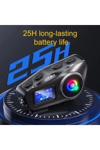 500 Mt Intercom 2 Eşleşmeli Kask Kulaklık Su Geçirmez Bluetooth Motosiklet Stereo Mp3 FM Radyo