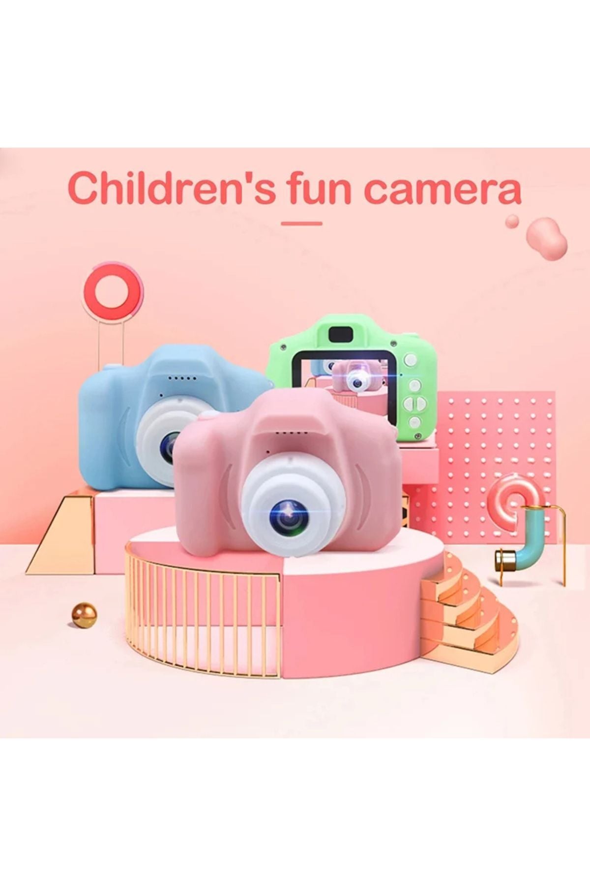 Mini 1080p Hd Çocuk Kamera Dijital Fotoğraf Makinesi 2.0 Inç Ekran Pembe