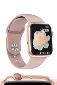 TEŞHİR ÜRÜNÜ Watch 7 Serisi Uyumlu Sesli Arama Bildirim Asistan Özellikli Yetişkin Akıllı Saat Android & Ios Uyumlu Rose Gold