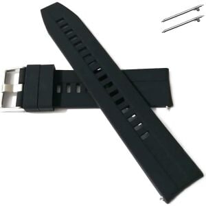 22 Mm Akıllı Pimli Kauçuk Silikon Akıllı Saat Kordon Kayış Siyah Pim 22 Milimetre