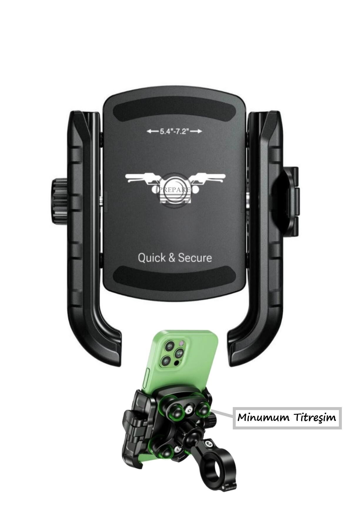 Gidon Montaj Motosiklet Profesyonel Telefon Tutucu Gidon Uyumlu Sıkmalı ve Mandallı 360 Derece Metal