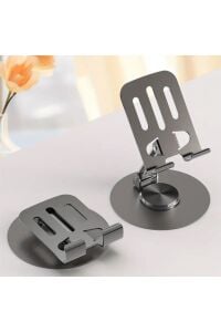 Yüksek Kalite Metal 360 Dönebilen Ayarlanabilir Telefon Ve Tablet Tutucu Masa Üstü Standı Gri