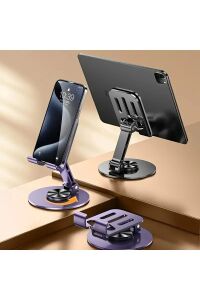 Yüksek Kalite Metal 360 Dönebilen Ayarlanabilir Telefon Ve Tablet Tutucu Masa Üstü Standı Gri