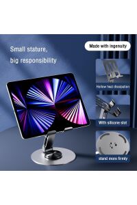 Yüksek Kalite Metal 360 Dönebilen Ayarlanabilir Telefon Ve Tablet Tutucu Masa Üstü Standı Gri