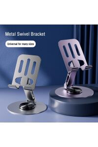 Yüksek Kalite Metal 360 Dönebilen Ayarlanabilir Telefon Ve Tablet Tutucu Masa Üstü Standı Gri