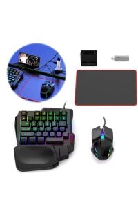 PUBG Mobil Oyun Kit 5in1 BT5.3 Klavye Mouse Set Klavye, Dönüştürücü, Mouse, Mousepad, Telefon Tutucu