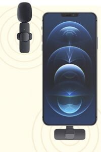 K9 2li Type-C + Lightning dönüştürücülü Kablosuz Yaka Mikrofonu 2li
