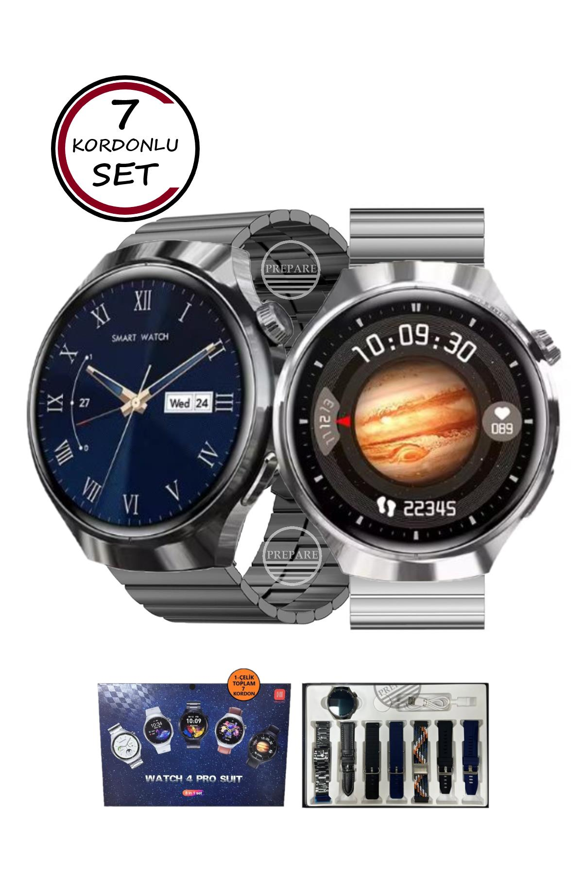 Watch 4 Pro Suit 7 Kordonlu Tüm Cihazlara Uyumlu Sesli Görüşme Bildirim Özellikli Akıllı Saat