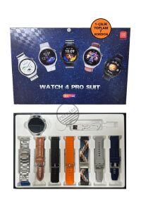 Watch 4 Pro Suit 7 Kordonlu Tüm Cihazlara Uyumlu Sesli Görüşme Bildirim Özellikli Akıllı Saat Gri