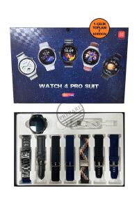 Watch 4 Pro Suit 7 Kordonlu Tüm Cihazlara Uyumlu Sesli Görüşme Bildirim Özellikli Akıllı Saat Siyah