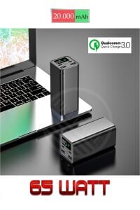 20000 Mah 65w Pd Qc Hızlı Şarj Powerbank Taşınabilir Şarj Cihazı MACEBOOK, NOTEBOOK, TABLET, TELEFON