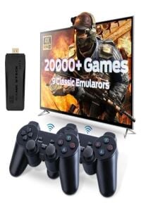 4K Destekli Atari 2.4G Uyumlu Kablosuz Çift Kol Atari Retro 20.000 Üzeri Oyun Game Stick