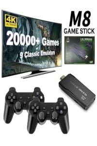 4K Destekli Atari 2.4G Uyumlu Kablosuz Çift Kol Atari Retro 20.000 Üzeri Oyun Game Stick