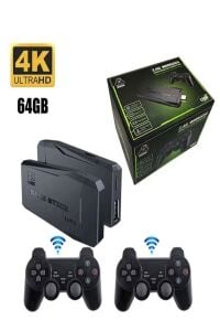 4K Destekli Atari 2.4G Uyumlu Kablosuz Çift Kol Atari Retro 20.000 Üzeri Oyun Game Stick