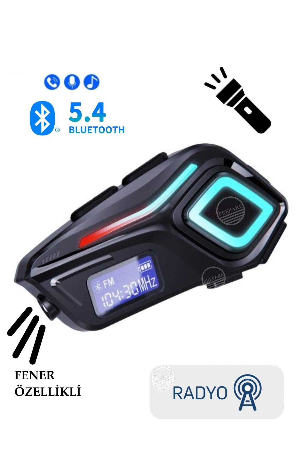 FM Radyolu Fener Işık Özellikli Kask Kulaklık Su Geçirmez Bluetooth 5.4 Motosiklet Kask Kulaklığı