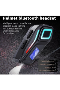 FM Radyolu Fener Işık Özellikli Kask Kulaklık Su Geçirmez Bluetooth 5.4 Motosiklet Kask Kulaklığı