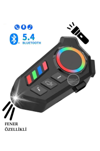 Fener Işık Özellikli Kask Kulaklık Su Geçirmez Bluetooth 5.4 Motosiklet Kask Kulaklığı RGB Işıklı