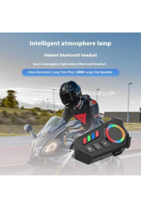 Fener Işık Özellikli Kask Kulaklık Su Geçirmez Bluetooth 5.4 Motosiklet Kask Kulaklığı RGB Işıklı