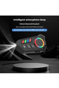 Fener Işık Özellikli Kask Kulaklık Su Geçirmez Bluetooth 5.4 Motosiklet Kask Kulaklığı RGB Işıklı