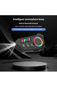 Fener Işık Özellikli Kask Kulaklık Su Geçirmez Bluetooth 5.4 Motosiklet Kask Kulaklığı RGB Işıklı