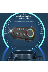 Fener Işık Özellikli Kask Kulaklık Su Geçirmez Bluetooth 5.4 Motosiklet Kask Kulaklığı RGB Işıklı