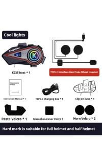 2 Kişi Eşleşmeli Intercom 1000 Metre Kask Kulaklığı Su Geçirmez Bluetooth 5.3 Motosiklet Kulaklık K23S