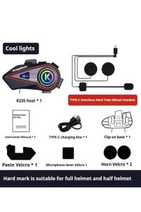 2 Kişi Eşleşmeli Intercom 1000 Metre Kask Kulaklığı Su Geçirmez Bluetooth 5.3 Motosiklet Kulaklık K23S
