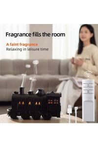 Tren Şeklinde Buharlı Oda Hava Nemlendirici Işık Fonksiyonlu Buhar Makinesi Kumandalı