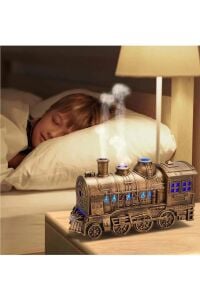 Tren Şeklinde Buharlı Oda Hava Nemlendirici Işık Fonksiyonlu Buhar Makinesi Kumandalı