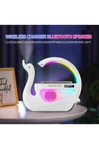 Kuğu Nemlendirici 6'sı 1 Arada RGB Işık Kablosuz Şarj Bluetooth Hoparlör