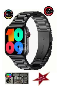 Watch 9 SuperHD Amoled Akıllı Saat Çelik Kordon +2 Kordon ve Bileklik Hediyeli Sağlık Spor Takibi