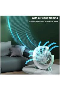 Masaüstü Vantilatör Usb Şarjlı Rgb Led Işıklı 3 Kademeli 180° Ayarlanabilir Soğutucu Fan