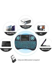 Işıklı Kablosuz Mini Klavye Tv Televizyon Ps3 ps4 ps5 Uyumlu Dokunmatik Mouse