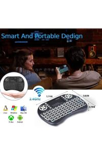Işıklı Kablosuz Mini Klavye Tv Televizyon Ps3 ps4 ps5 Uyumlu Dokunmatik Mouse
