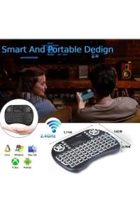 Işıklı Kablosuz Mini Klavye Tv Televizyon Ps3 ps4 ps5 Uyumlu Dokunmatik Mouse
