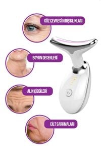 Boyun Ve Yüz Kırşıklık Giderici (Gıdık,Sarkma,Kırışıklık) 3 Proğramlı Ems Güzellik Cihazı 7 Renk Led